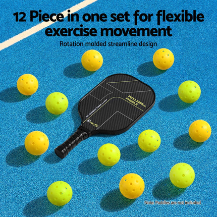 Everfit Pickleball Balls – 12-Pack (Green/Yellow)