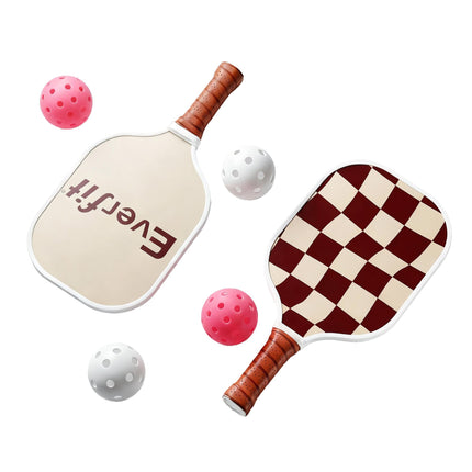 Everfit Brown & Cream Fiberglass Paddle Set – 2 Players + Bag