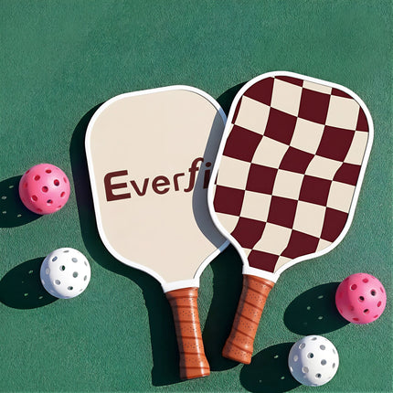 Everfit Brown & Cream Fiberglass Paddle Set – 2 Players + Bag