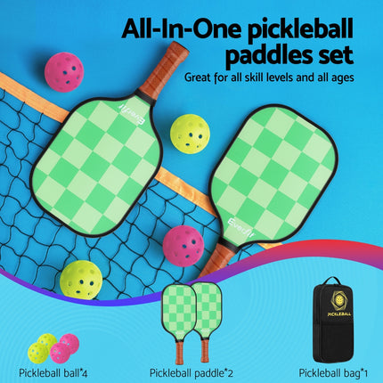 Everfit Fiberglass Paddle Set – 2 Players + Balls & Bag