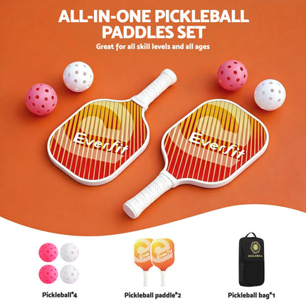 Everfit Orange Fiberglass Paddle Set – 2 Players + Bag
