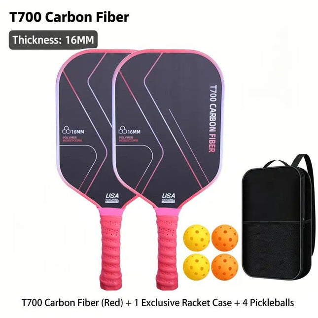 T700 Carbon Fiber Pickleball- Red Paddle Set (2 Pack)