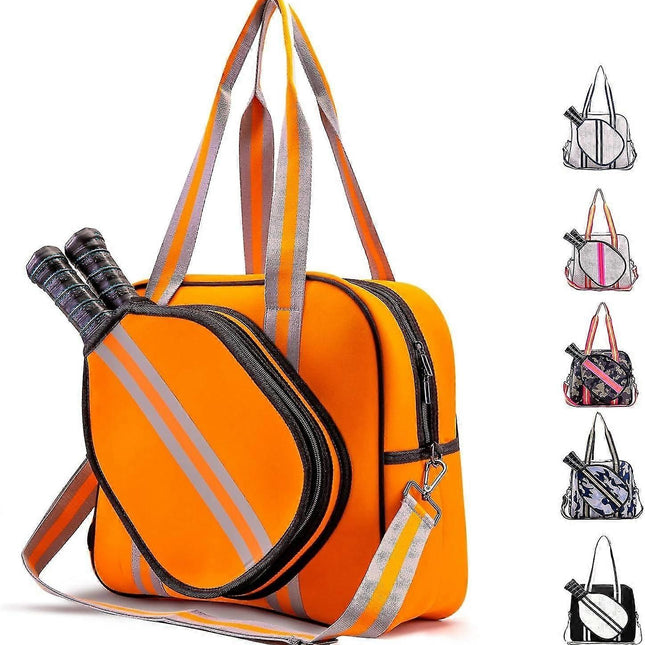 Orange Pickleball Tote Bag with Crossbody Strap
