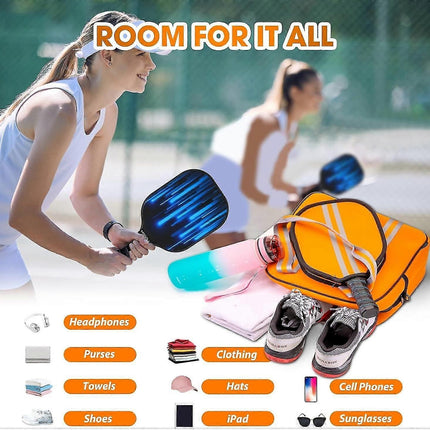 Orange Pickleball Tote Bag with Crossbody Strap