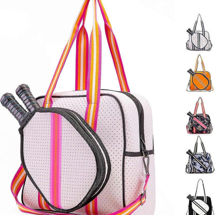 Pink Pickleball Tote Bag with Crossbody Strap