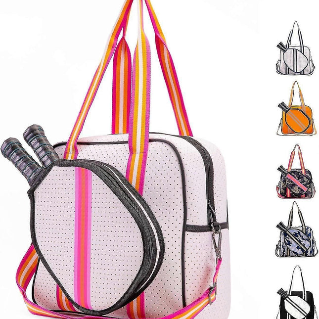 Pink Pickleball Tote Bag with Crossbody Strap