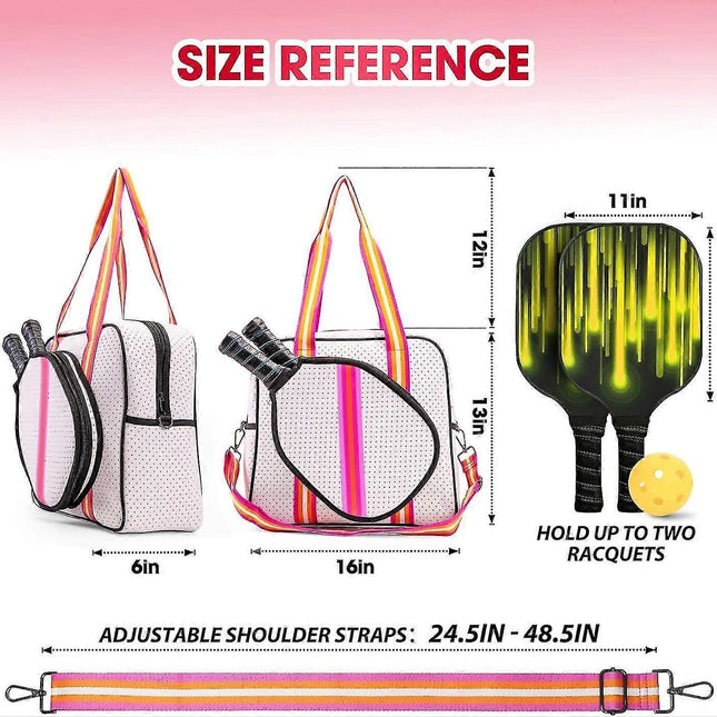 Pink Pickleball Tote Bag with Crossbody Strap