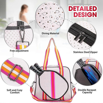 Pink Pickleball Tote Bag with Crossbody Strap