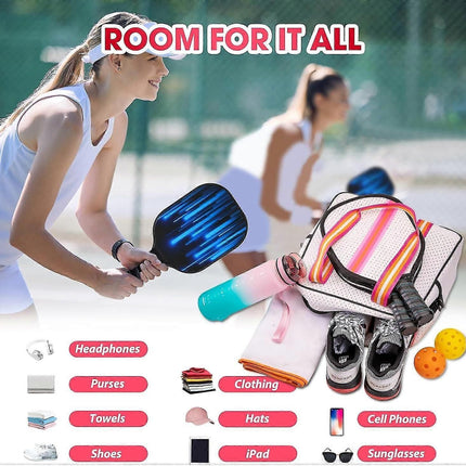 Pink Pickleball Tote Bag with Crossbody Strap