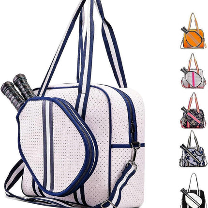 White Pickleball Tote Bag with Crossbody Strap