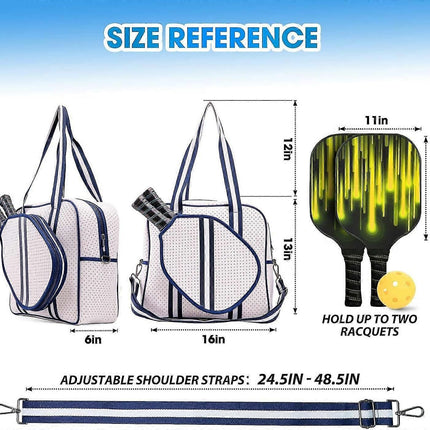 White Pickleball Tote Bag with Crossbody Strap