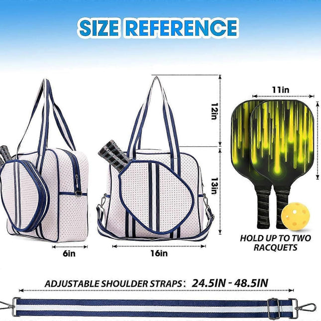 White Pickleball Tote Bag with Crossbody Strap