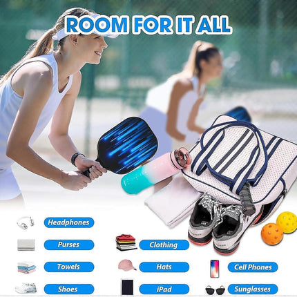 White Pickleball Tote Bag with Crossbody Strap