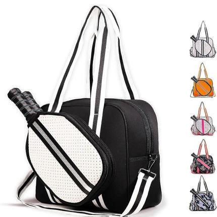 Black Pickleball Tote Bag with Crossbody Strap