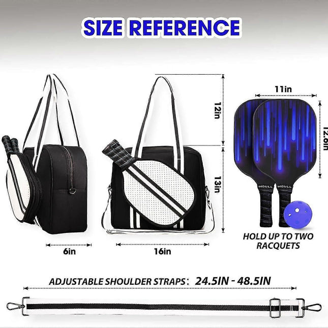 Black Pickleball Tote Bag with Crossbody Strap