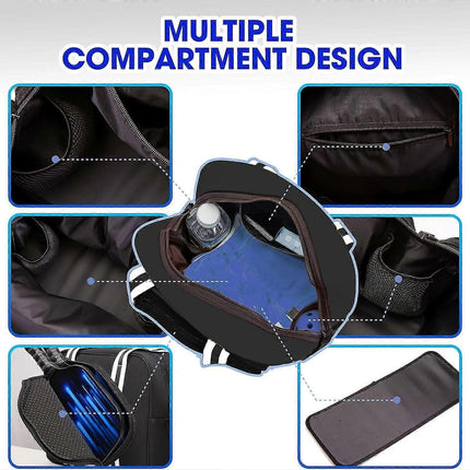 Black Pickleball Tote Bag with Crossbody Strap