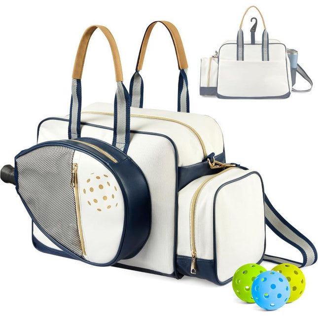 Court Carry Pickleball Tote Bag with Fence Hook | White