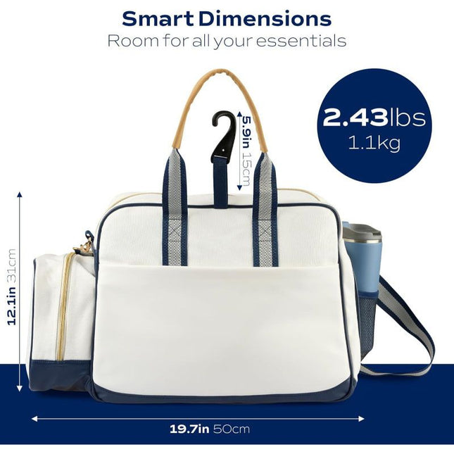Court Carry Pickleball Tote Bag with Fence Hook | White