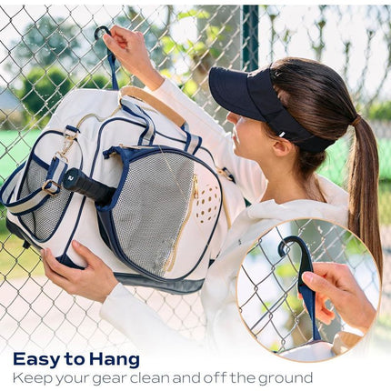 Court Carry Pickleball Tote Bag with Fence Hook | White