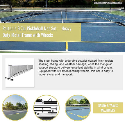 Portable Pickleball Net – 6.7m Heavy Duty with Wheels