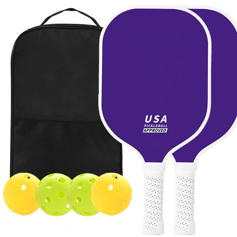 Purple Fiberglass Pickleball Paddle Set - 2 Minimalist Paddles, 4 Balls, and Carry Bag | Precision Pickle Australia