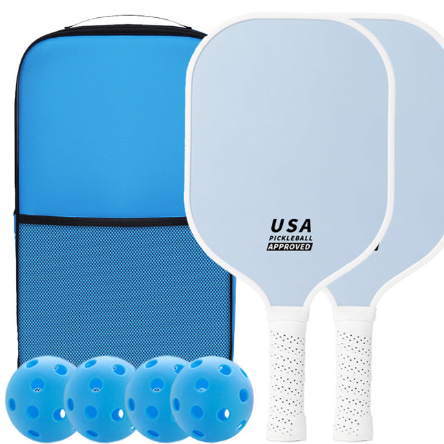 Light Blue Fiberglass Pickleball Paddle Set - 2 Minimalist Paddles, 4 Balls, and Carry Bag | Precision Pickle Australia