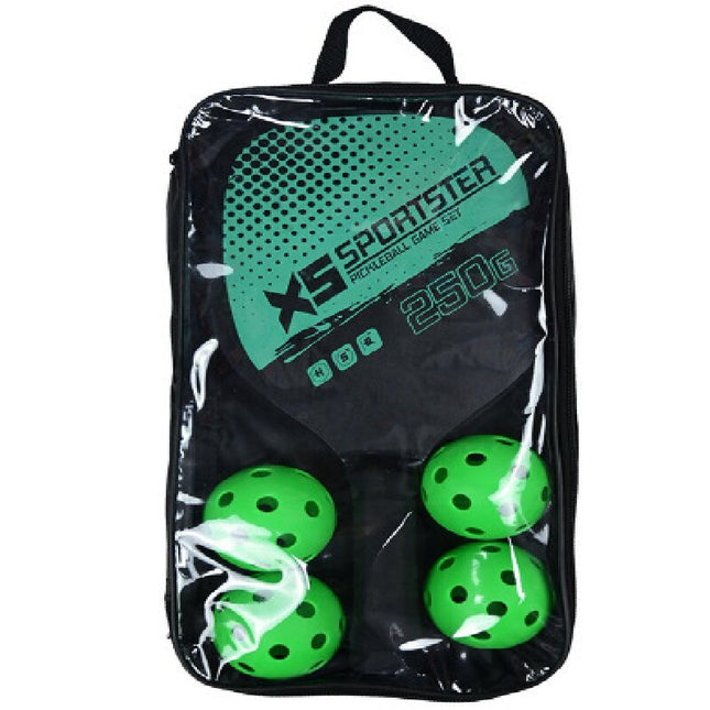 Green Wood Paddle Set – 2 Players + Balls & Bag
