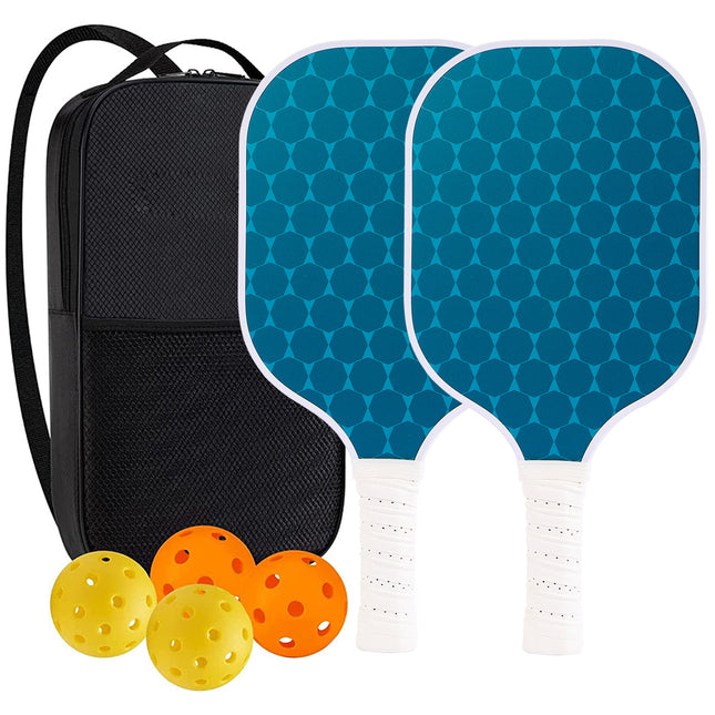 Blue Dots Fiberglass Paddle Set – 2 Players + 4 Balls