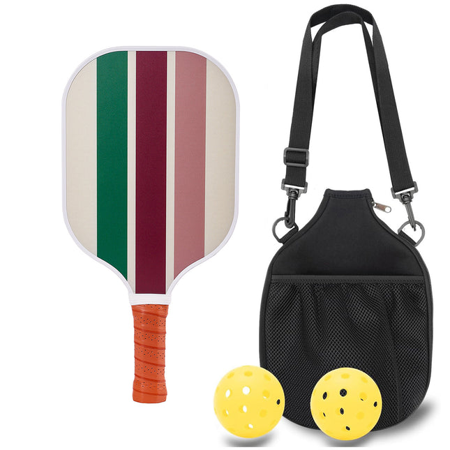 Colorful Stripes Fiberglass Paddle – Single + 2 Balls