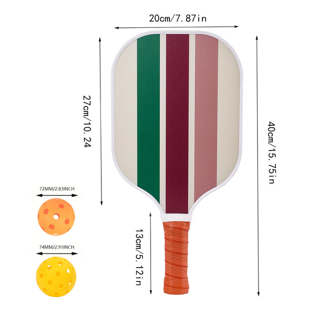 Colorful Stripes Fiberglass Paddle – Single + 2 Balls
