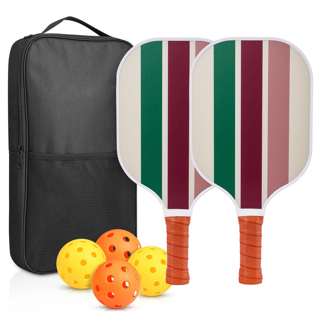 Colorful Stripes Fiberglass Paddle Set – 2 Players + 4 Balls