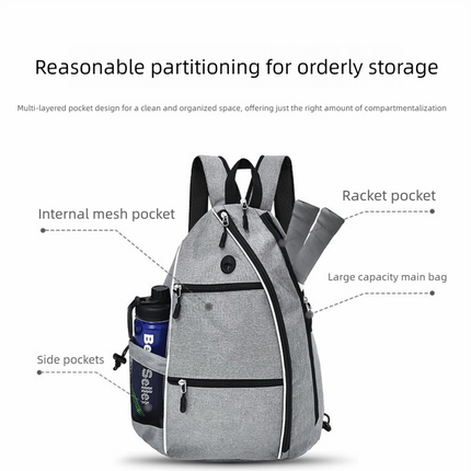 Pickleball Backpack – Grey (Dual-Carry, 600D Oxford)