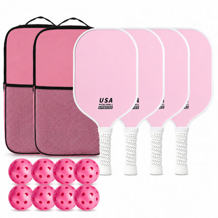 Pink Minimalist Fiberglass Paddle Set – 4 Players