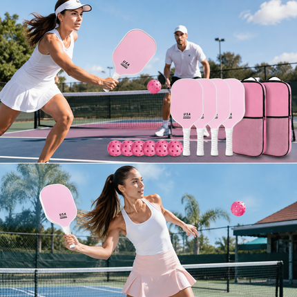 Pink Minimalist Fiberglass Paddle Set – 4 Players
