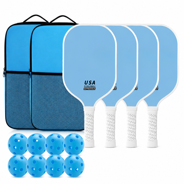 Bright Blue Minimalist Fiberglass Paddle Set – 4 Players