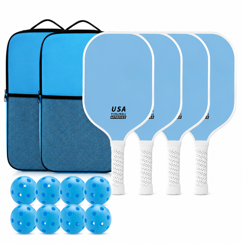 Bright Blue Minimalist Fiberglass Paddle Set – 4 Players