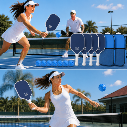 Dark Blue Minimalist Fiberglass Paddle Set – 4 Players