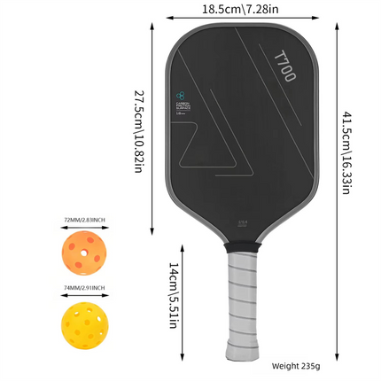 Grey & Black T700 Carbon Fibre Pickleball Paddle Set – 2 Players