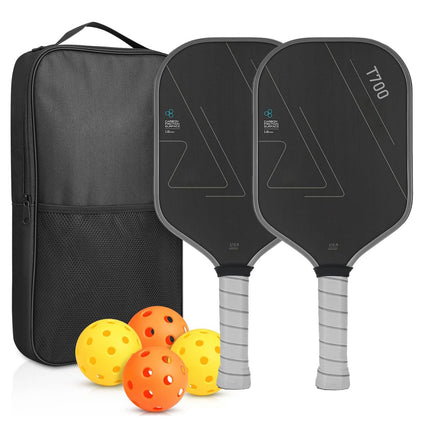 Grey T700 Carbon Fibre Pickleball Paddle Set – 2 Players