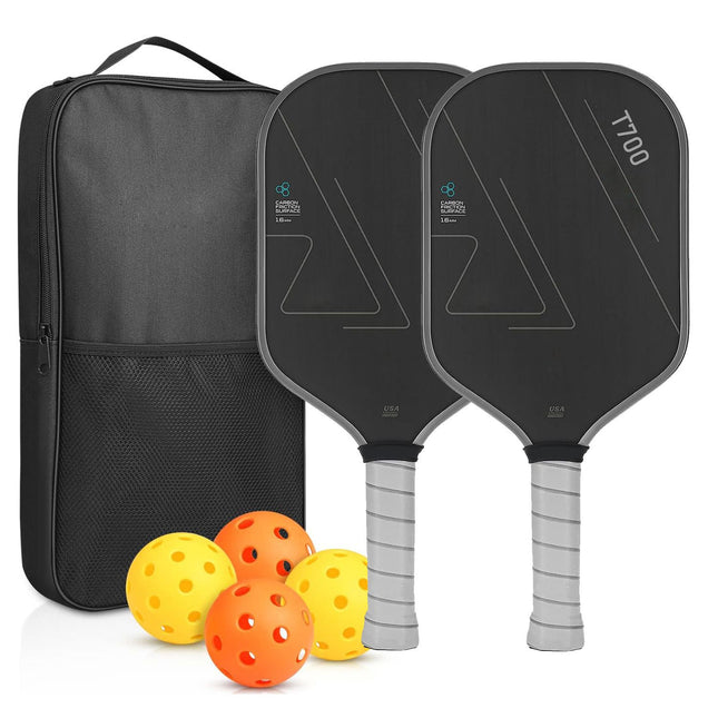 Grey T700 Carbon Fibre Pickleball Paddle Set – 2 Players