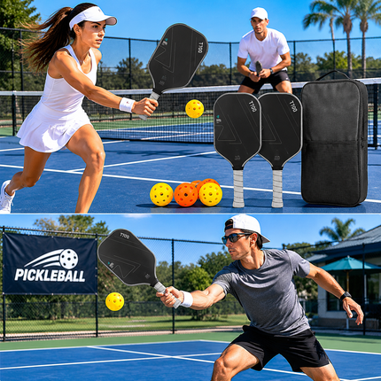 Grey T700 Carbon Fibre Pickleball Paddle Set – 2 Players
