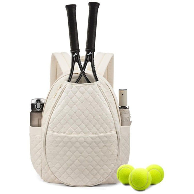 Pickleball Quilted Backpack – Beige
