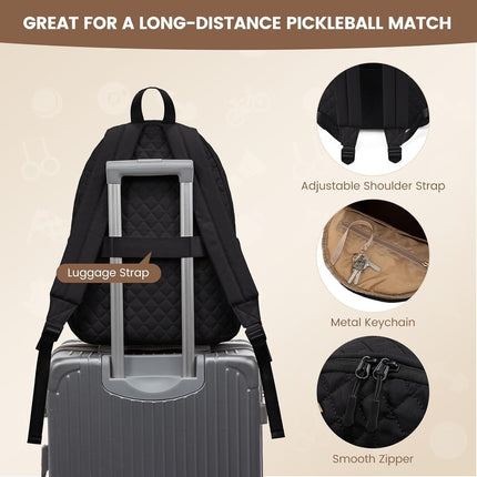 Pickleball Quilted Backpack – Beige