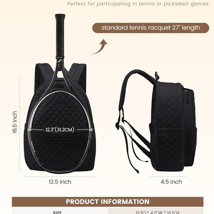 Pickleball Quilted Backpack – Black