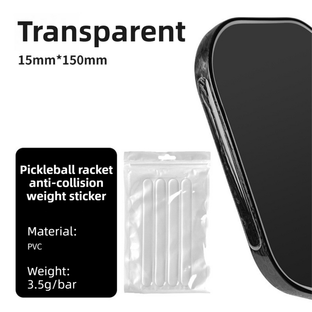 8-Pack Transparent Weighted Pickleball Paddle Edge Guard Strips