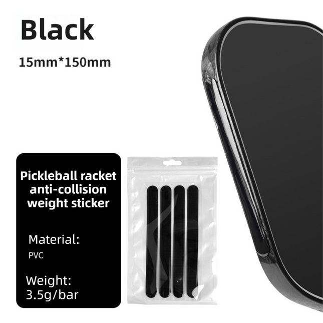8-Pack Black Weighted Pickleball Paddle Edge Guard Strips