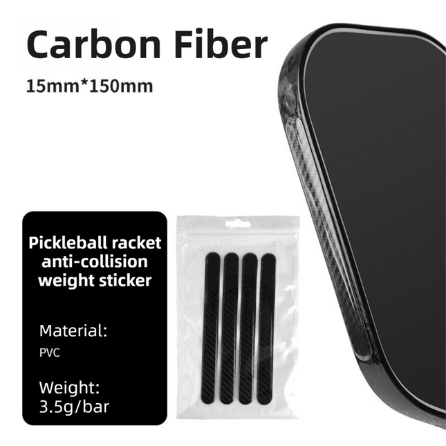 8-Pack Carbon Fibre Texture Weighted Pickleball Paddle Edge Guard Strips