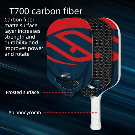 Premium T700 Carbon Fibre Pickleball Paddle – Red 16mm